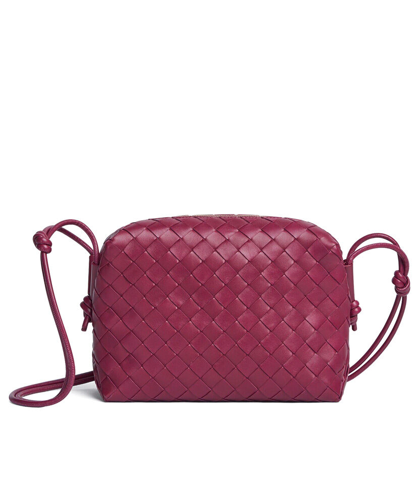 Bottega Veneta Loop Small Intrecciato Leather Cross Body Bag Purple